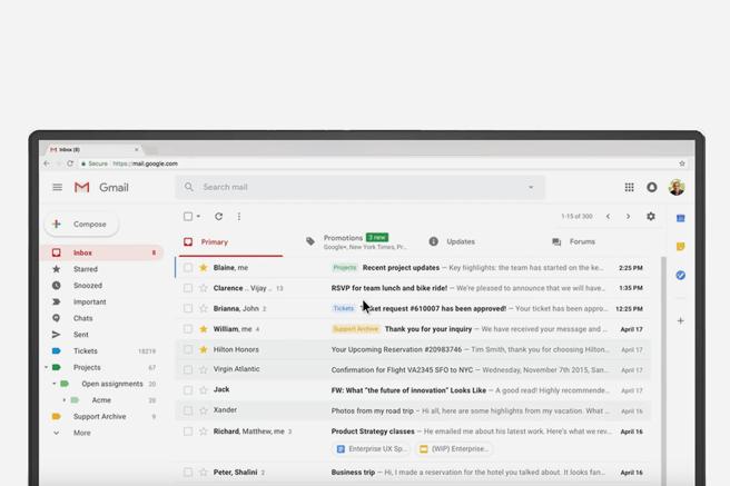 Gmail activa su nueva interfaz